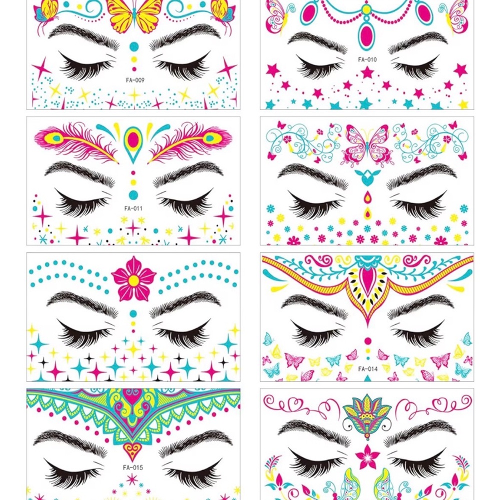 Decorative Face Jewel Stickers - Multicolor Festival Face Gems